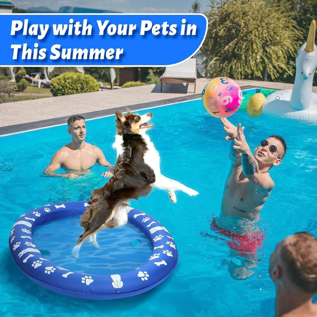 Flotadores para Perros Flotador Inflable para Piscina de Mascotas | Juguetes Acuáticos Flotantes para Mascotas Grandes Medianos Pequeños Cachorros Nadar Lago Río Playa Verano