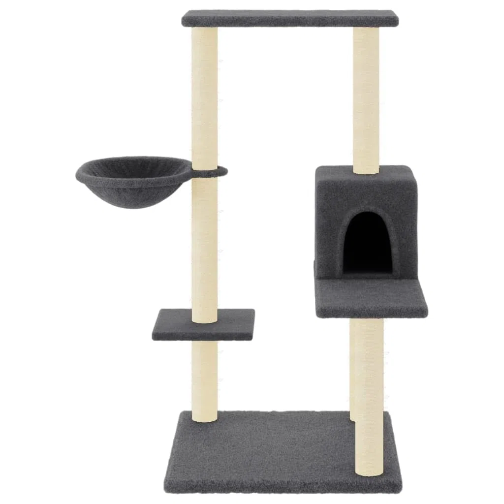 Rascador para Gatos con Postes de sisal Gris Oscuro 95 cm, CIADAZ Rascador Gato, Arbol Rascador para Gatos, Gatos Accesorios, Torre Gatos, Arranhador para Gatos, Casa para Gatos