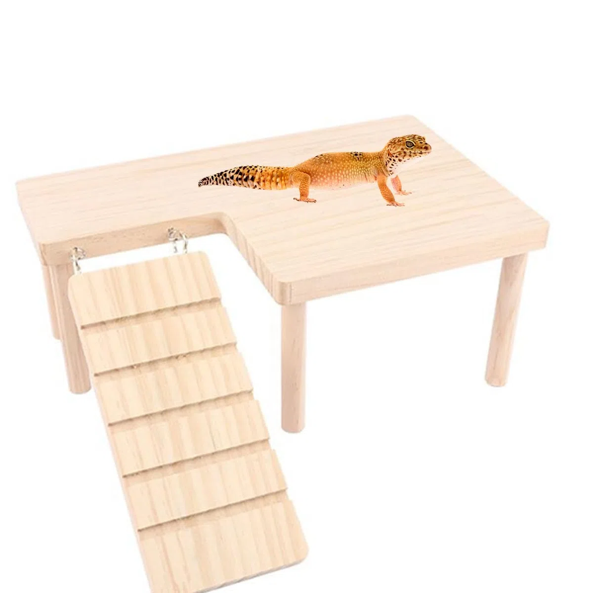 Escondite de Madera para Reptiles con rampa de Escalada, dragón Barbudo, Cueva, acuarios y terrarios, Accesorios para Dragones barbudos, gecos, lagartos, Tortugas, hámsteres (Grande)