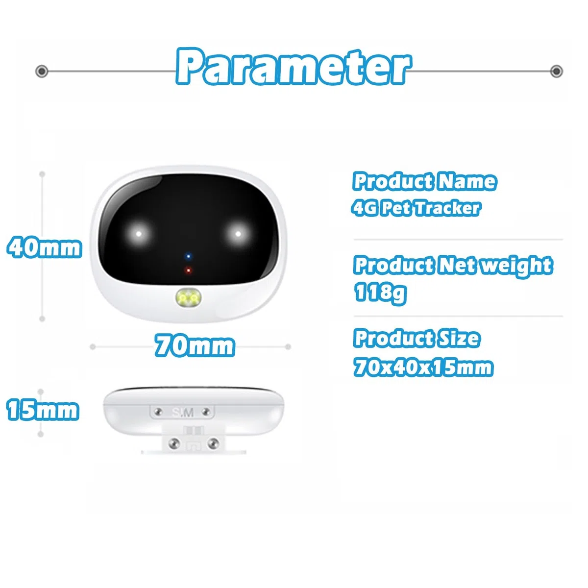 Collar inalámbrico recargable para perro con seguimiento en tiempo real, localizador de mascotas impermeable, luz LED inteligente y alarma de batería baja para perros pequeños a medianos