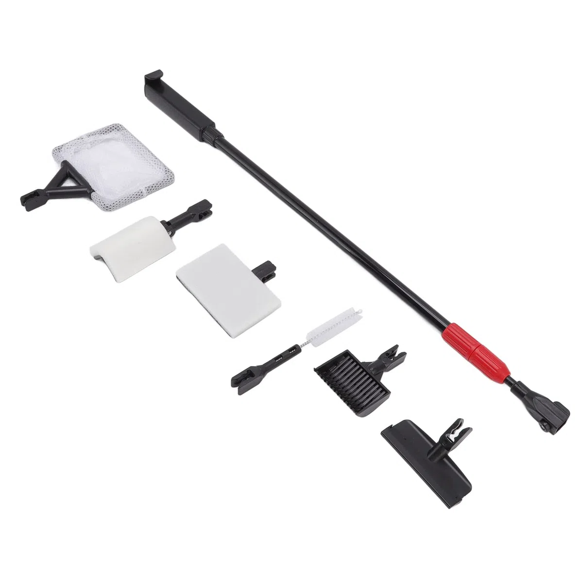 Pongnas Herramientas de Limpieza del Acuario, Kit de Limpieza del Acuario de Cleaner de Vidrio Ajustable Manejo Largo de Cepillo de Pescado Juego de 6 en 1 Caja de Pescado Kit de Agua de Agua Salada