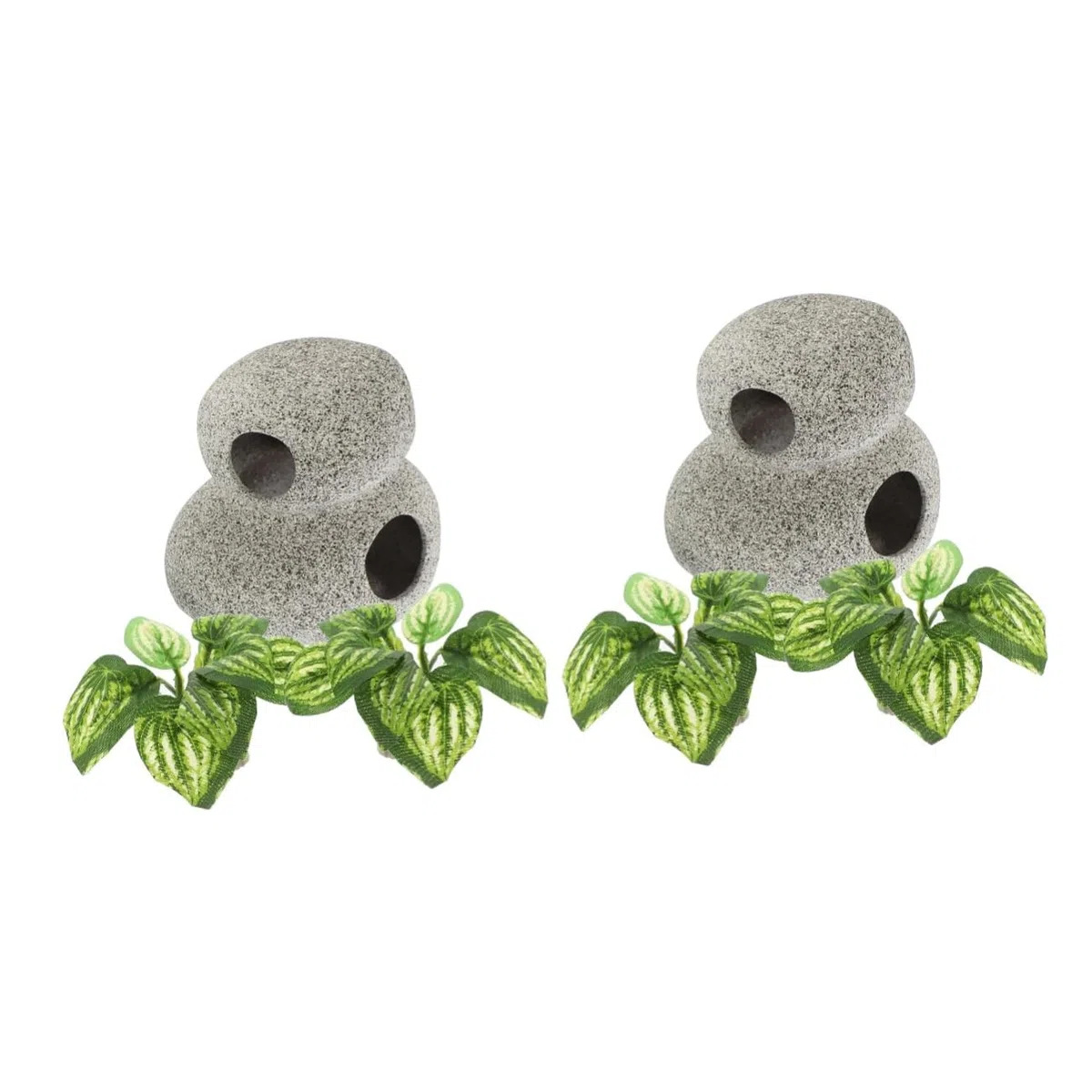 PRETYZOOM 2juegos Decoración De Acuario Cueva y Plantas Falsas Set De Ornamentos para Peceras y Terrarios Accesorios Acuáticos para Escondites De Peces y Camarones