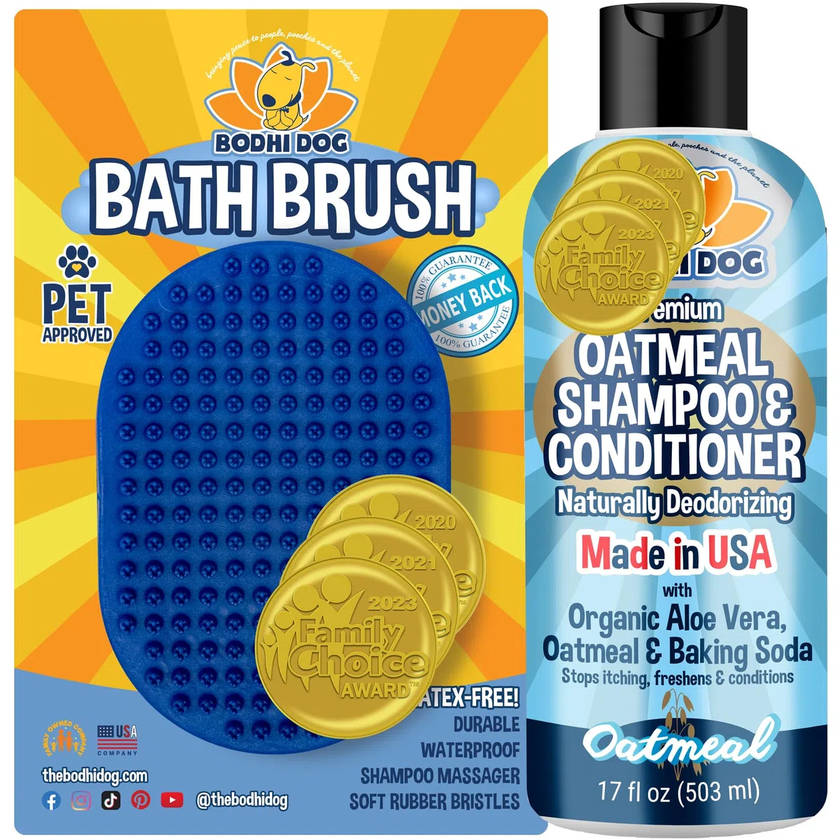 Bodhi Dog Cepillo de champú, suministros de ducha y baño para mascotas para gatos y perros, cepillo de baño para perros para aseo de perros, limpiador de pelo largo y corto para baño, cepillo de