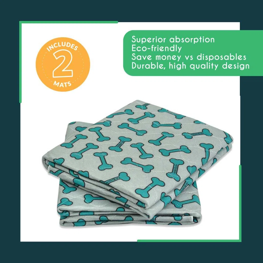Rocket & Rex - Almohadillas para orina de Perro Lavables y Reutilizables Paquete de 2, Grande (76 x 91). Impermeable y Absorbente. Protector de colchón para Cama