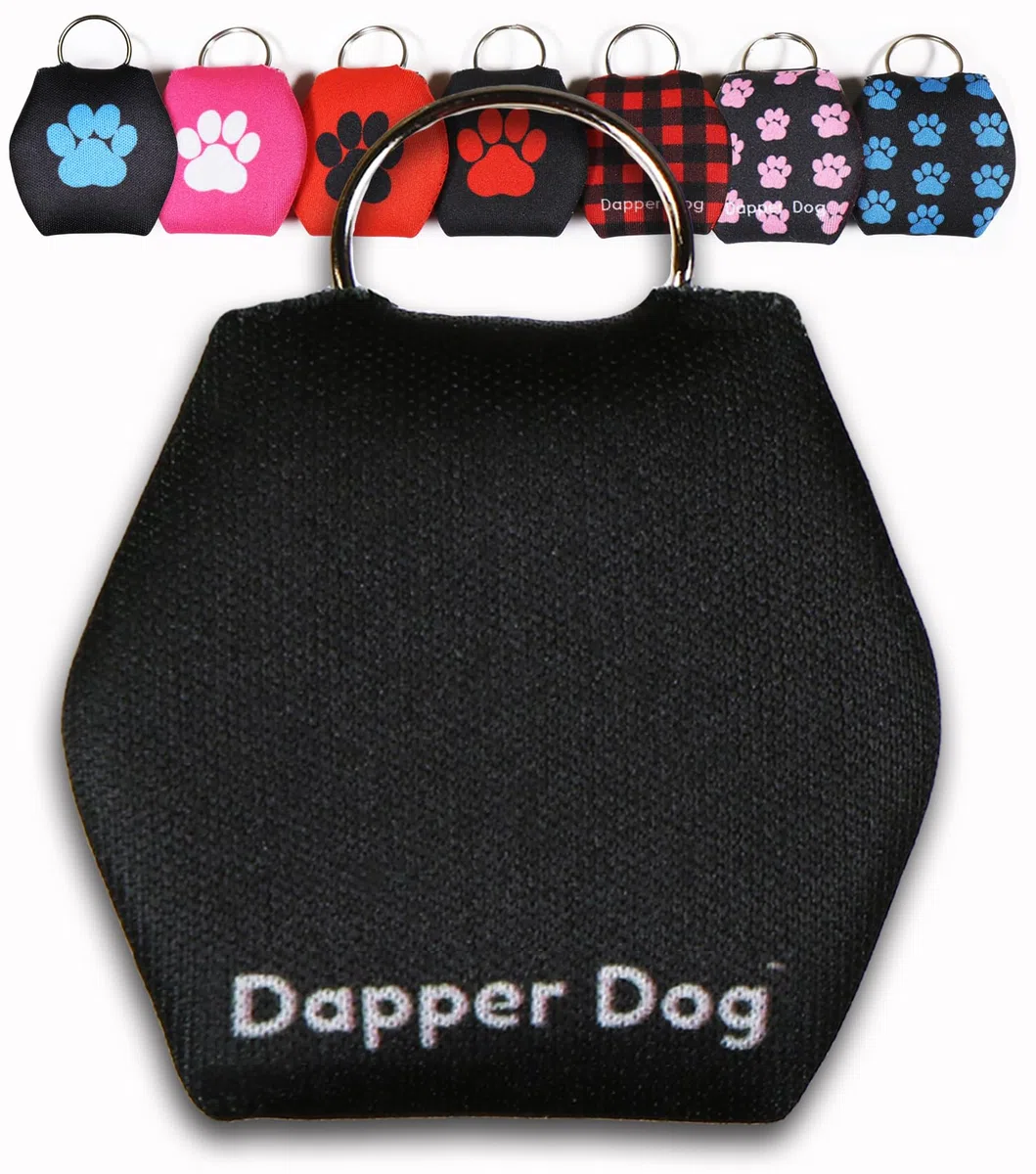 Dapper Dog - Silenciador de placa de perro con anillo de etiqueta (negro)