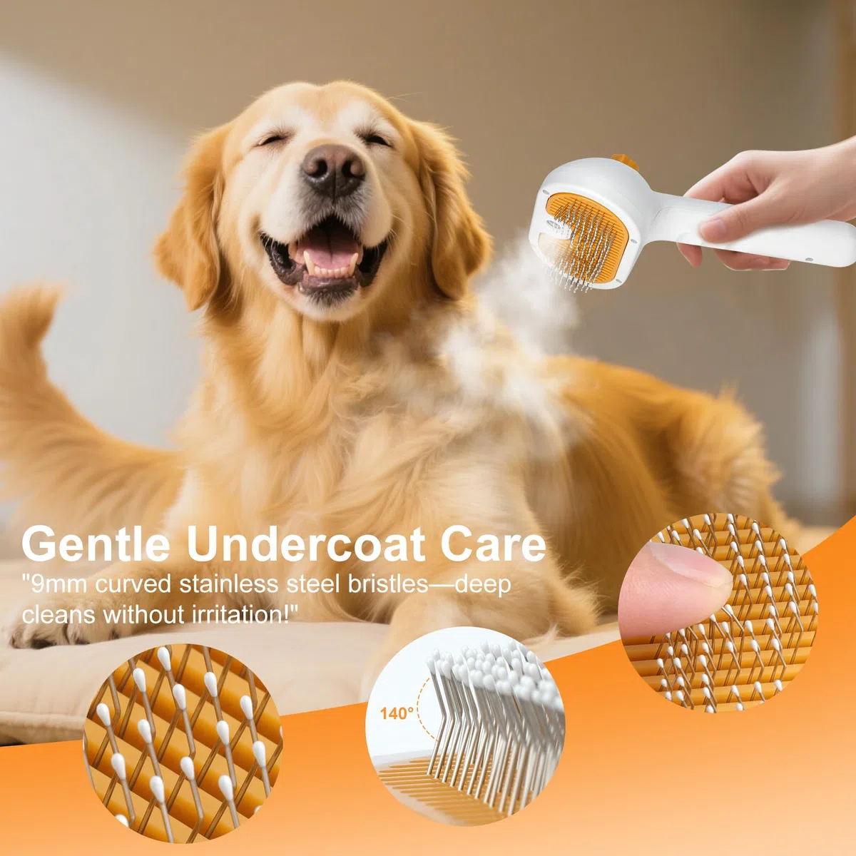Cepillo de vapor para mascotas para perros y gatos, peine de depilación en aerosol 3 en 1, vapor para desprendimiento y aseo, cepillo de agua para mascotas de pelo largo y corto, peine Spritz Defur