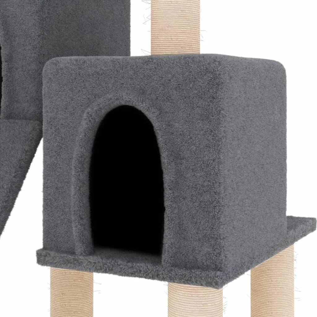 ShGaxin Rascador para Gatos con Postes de sisal Gris Oscuro 82 cm, Rascador Gato, Arbol Rascador para Gatos, Gatos Accesorios, Torre Gatos, Arranhador para Gatos, Casa para Gatos