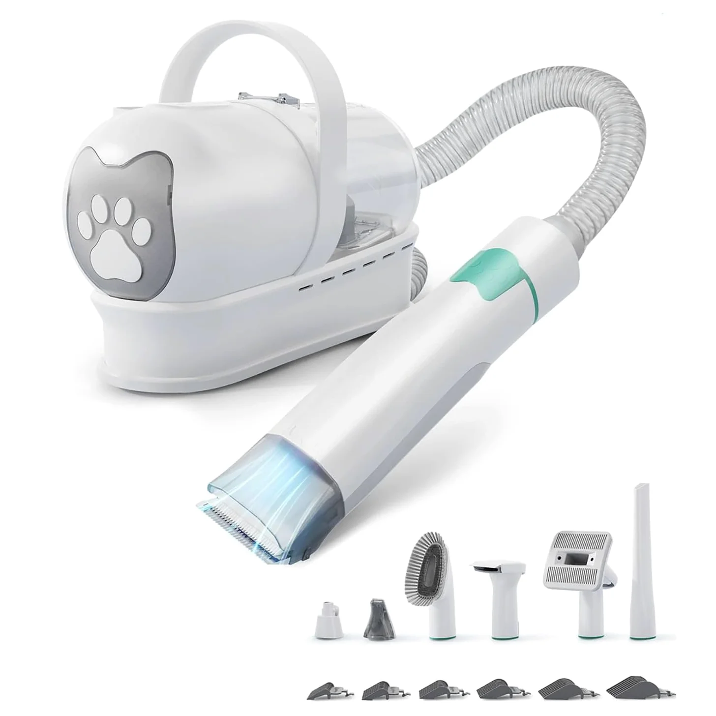 7 En 1 Maquina De Cortar Pelo Perro, Aspiradora Pelos Mascotas, 13000 Pa, 1l Capacidad, 3 Velocidades De Succión, Para Aspiradora De Pelo De Animales, Blanco