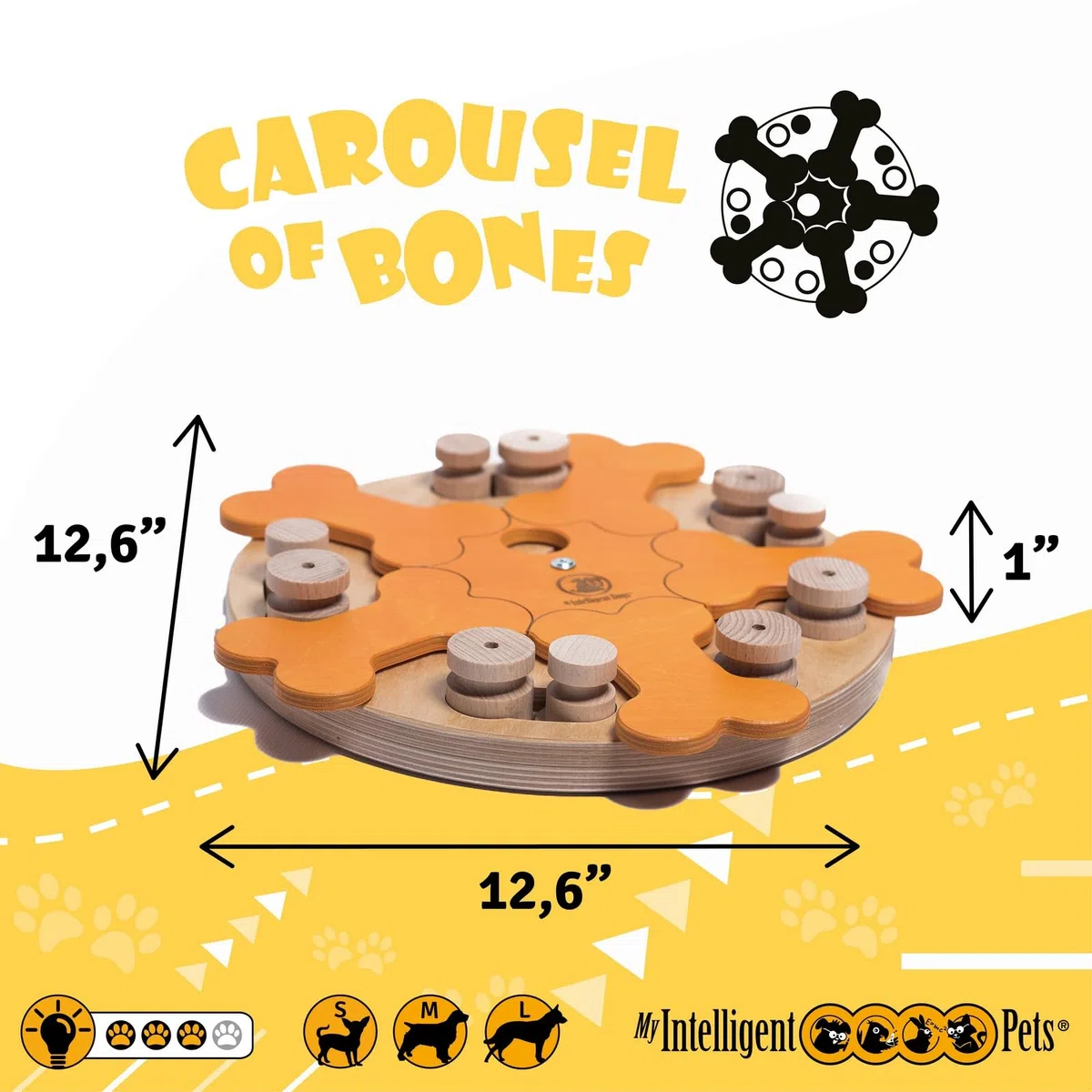 Carousel of Bones Juguete Interactivo para Perros de Madera Juguete Inteligente para Perros | Juguetes de inteligencia para perros Uso mental - Juguete interactivo Perro, Juegos de pensamiento para perros
