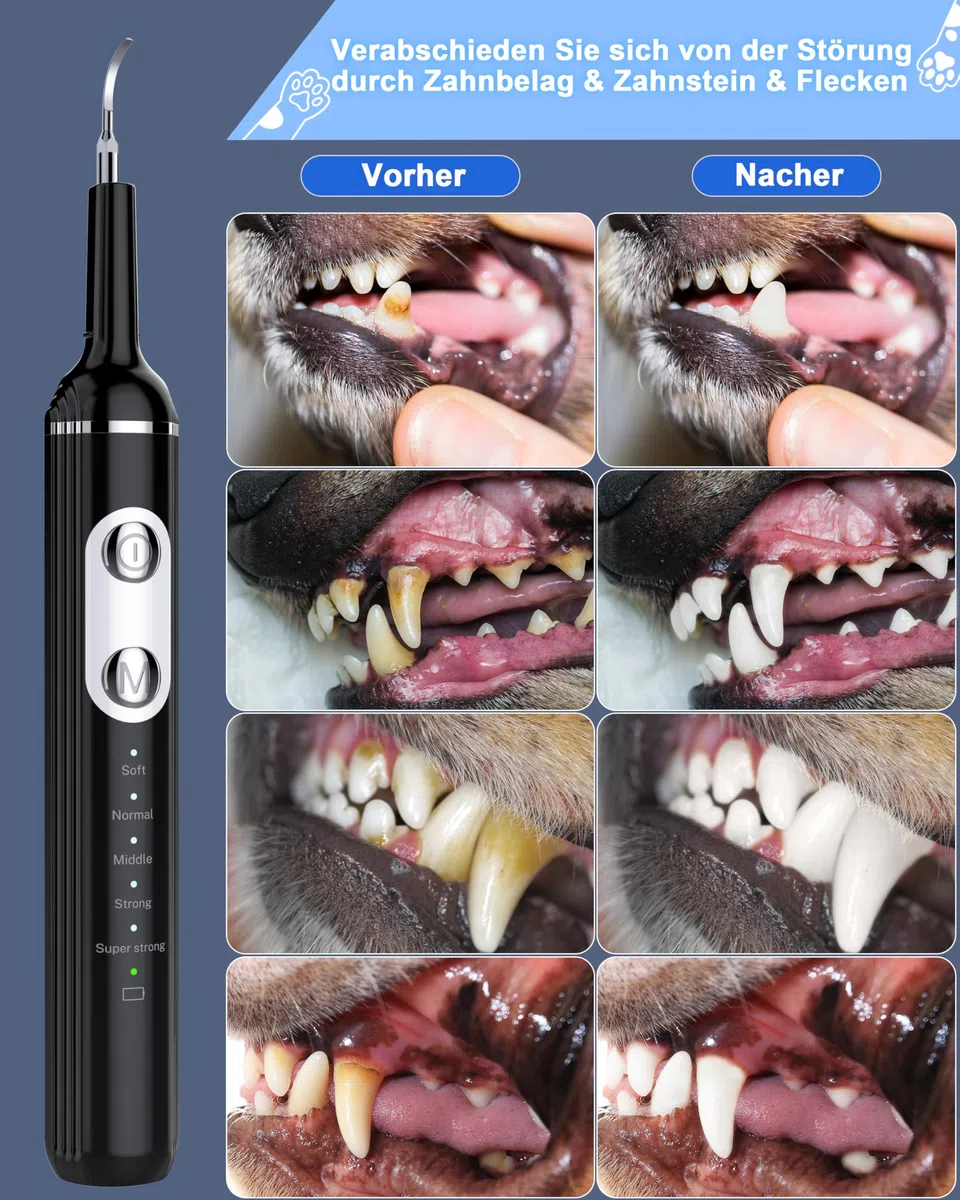 Stim-U-Dent Kit de limpieza dental ultrasónica para perro, limpiador dental para mascotas, para eliminar sarro y placa, con luz LED, cepillo de dientes para perros