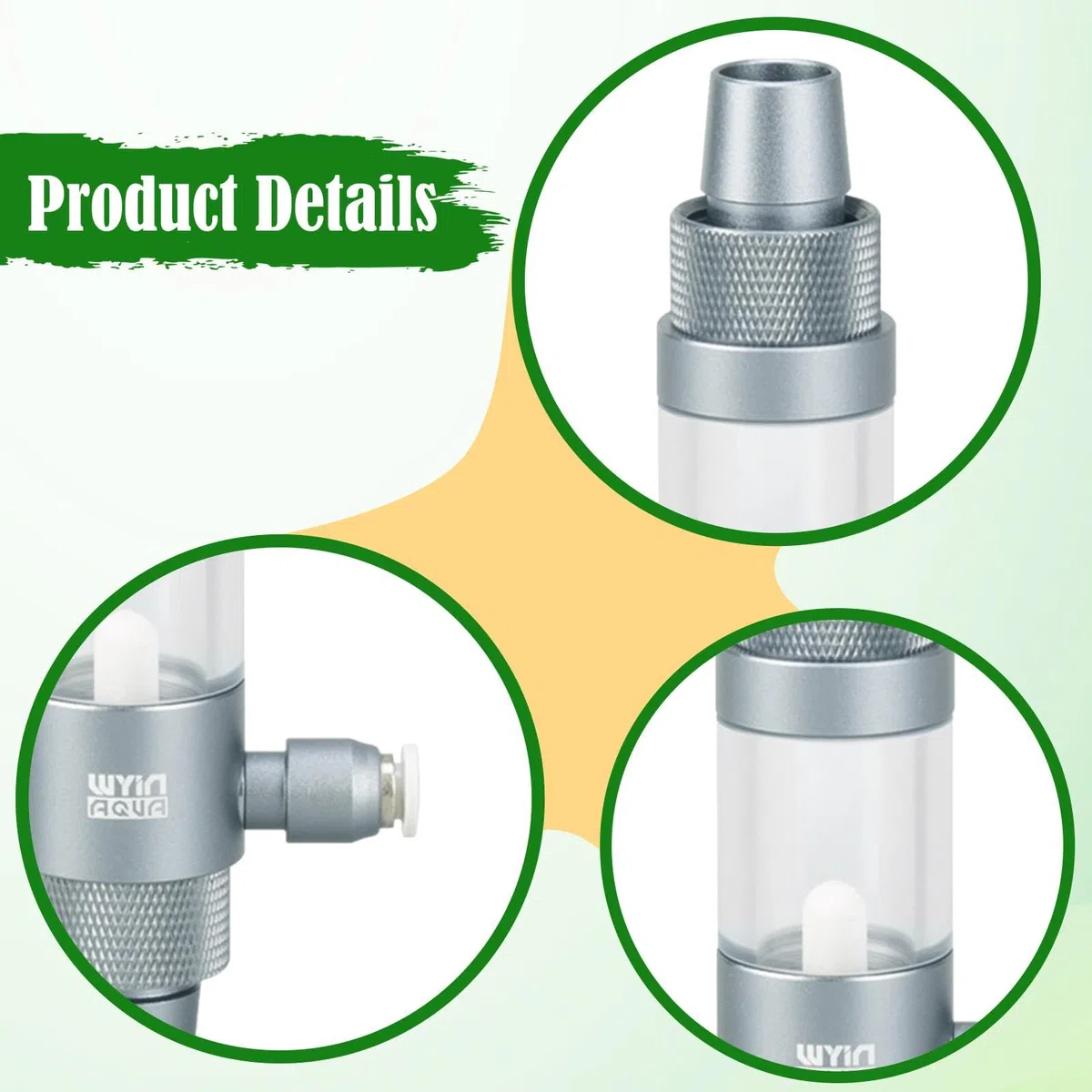 Medidor de Burbujas de CO2 para Acuarios, Fabricado en Aluminio Y Acrílico con Conexión Rápida para Facilitar Su Reemplazo, Apto para Tanque, Wy500116