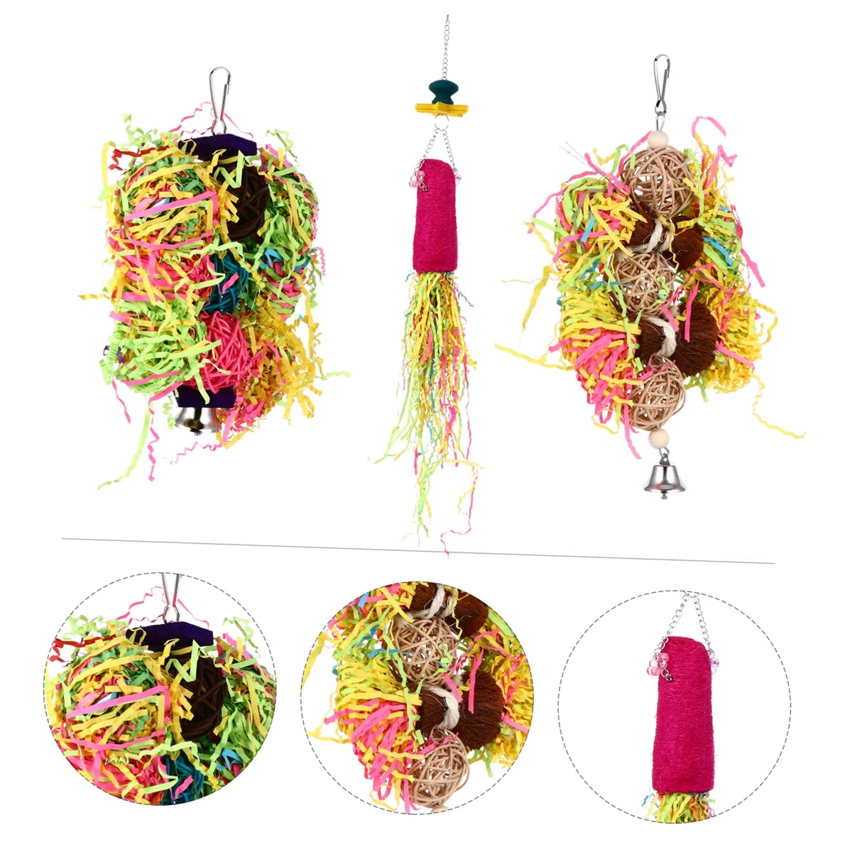 BESPORTBLE 9piezas Juguetes Colgantes para Aves Juguetes Masticables Coloridos para Periquitos y Loros Accesorios Interactivos para Jaulas De Aves