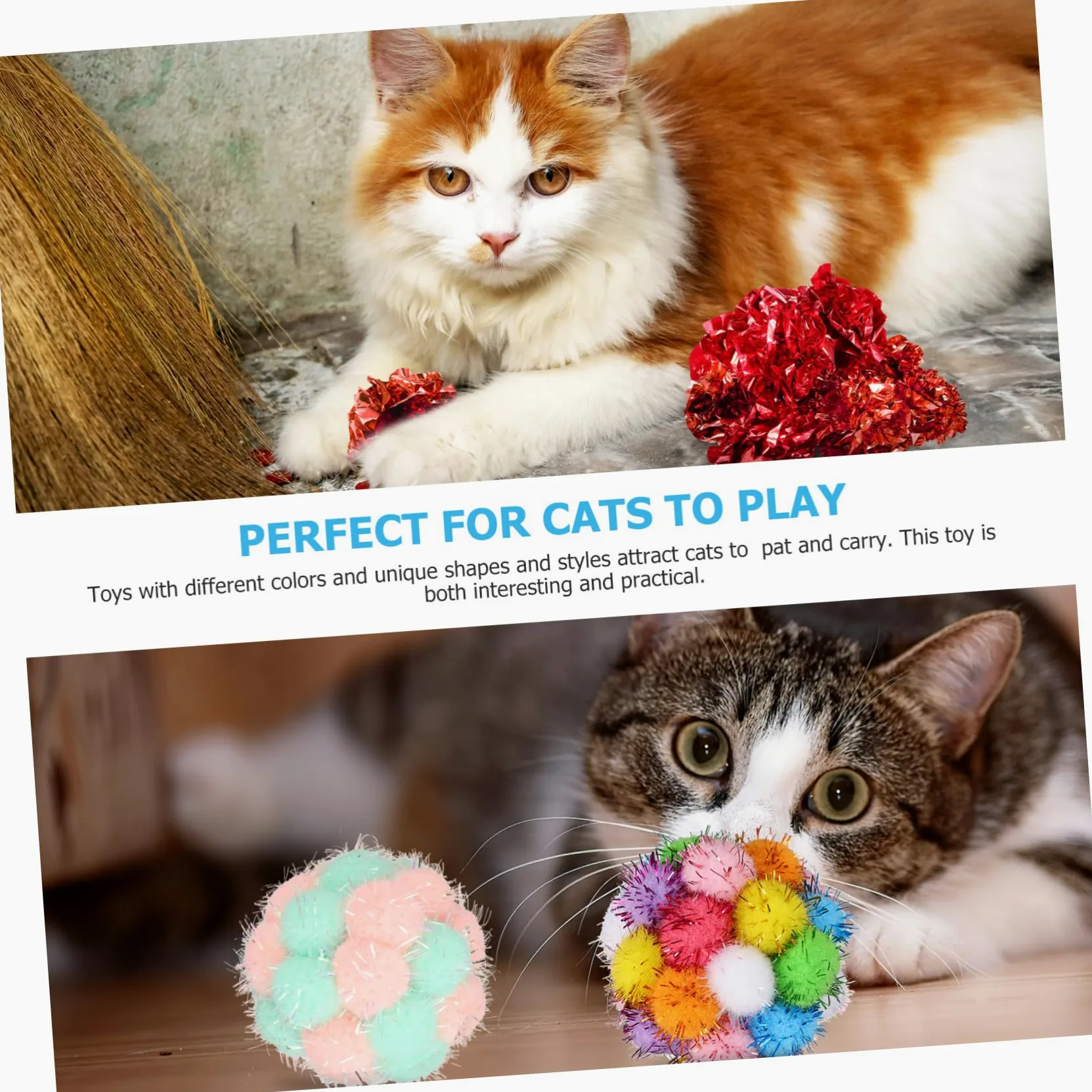 Happyyami 50piezas Juguetes Interactivos para Gatos Incluye De Peluche y Bolas Crinkle Juguetes para Mascotas Que Fomentan El Ejercicio Entretenimiento