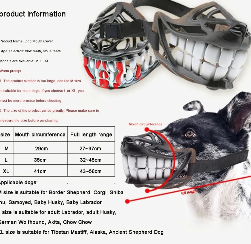 Bozal Halloween de Canasta para Perros,Perro Bozal,Respirable Boca Cubierta Y Ajustable Correa,Evitar Morder,Masticar,Bozal De Canasta para Perros Pequeños,Medianos Y Grande,Cosplay disfraz,29-41cm
