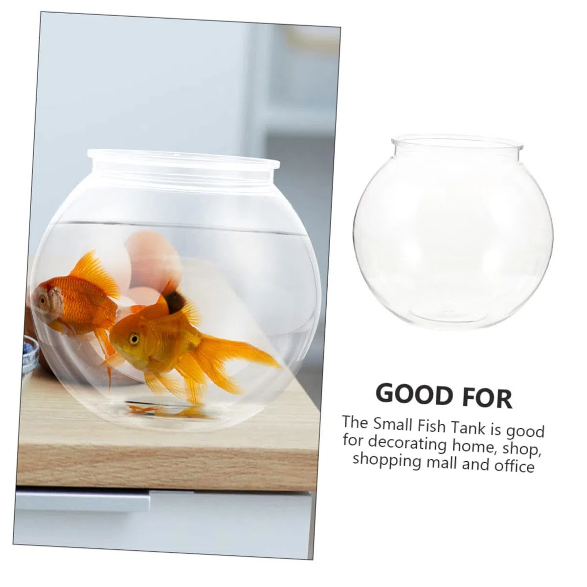 Toyvian Acuario Redondo Transparente Pequeño para Peces Pecera Decorativa de Plástico Resistente Pecera de Escritorio para Decoración de y Oficina