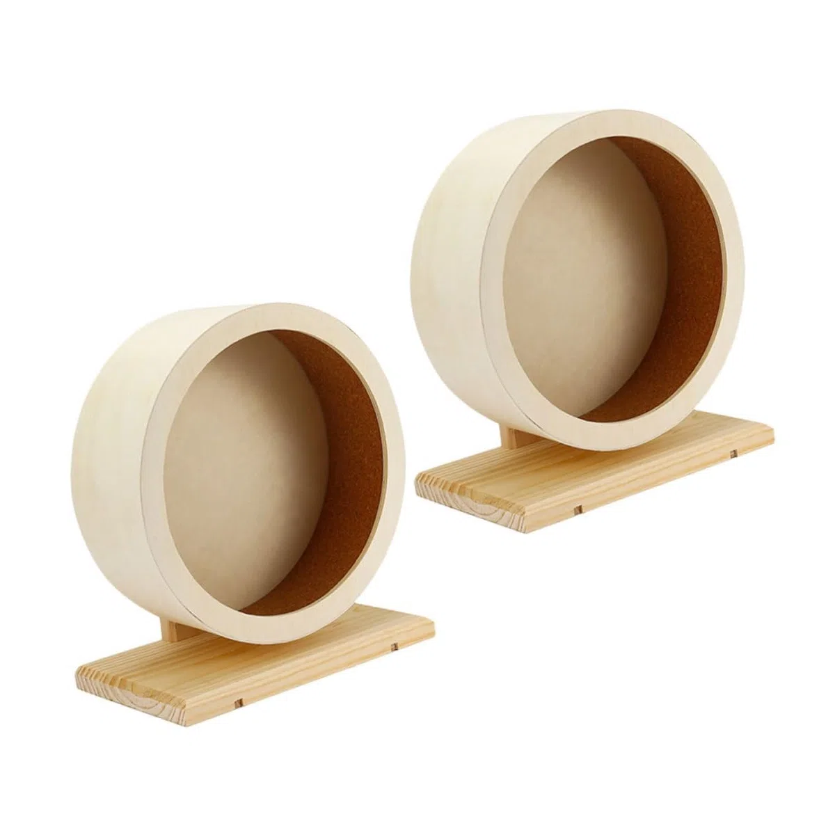 Mobestech 2 Piezas Rueda para Hámster de Madera con Superficie de Corcho y Silenciosa Ruedas Resistentes para Ejercicio de Cobayas Chinchillas y Pequeños Roedores