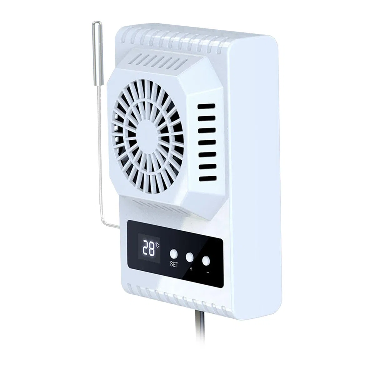Accesorios para Terrarios con Ventilador, Patas Antideslizantes, Termostato Regulable Y Funcionamiento Silencioso. Ideales para Terrarios de Animales, Blanco, Individual