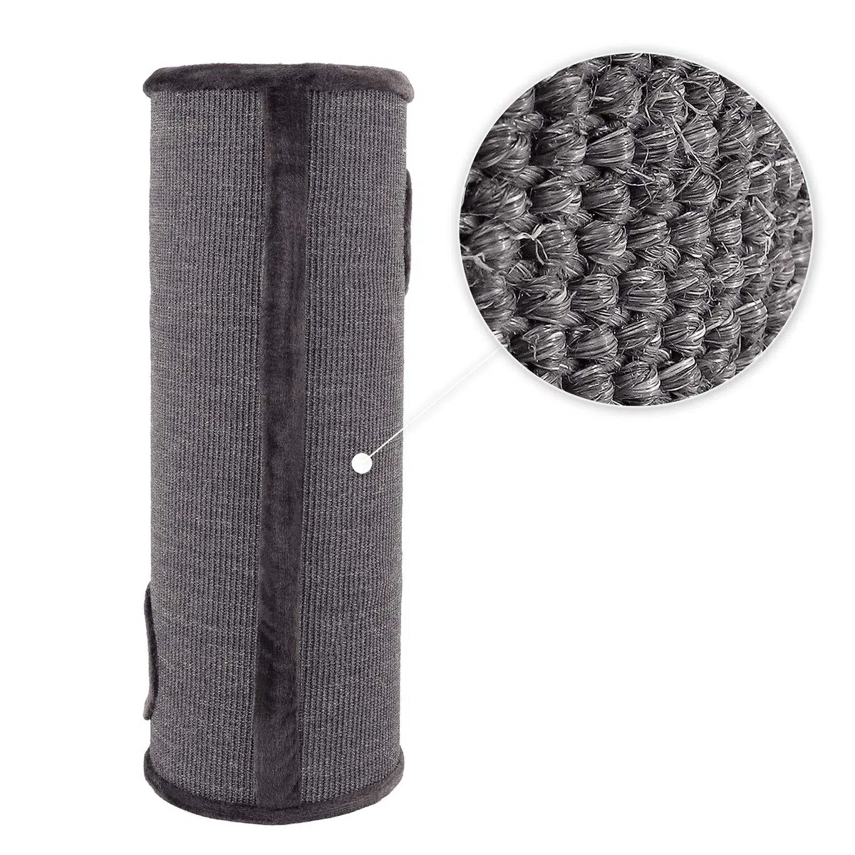 lionto Rascador de sisal con Pelota y Borde de Peluche, 100 cm de Alto, árbol rascador Estable para Gatos Grandes y pequeños, Ideal para uñas, Entretenimiento y escondites, Ø 36 cm, Gris
