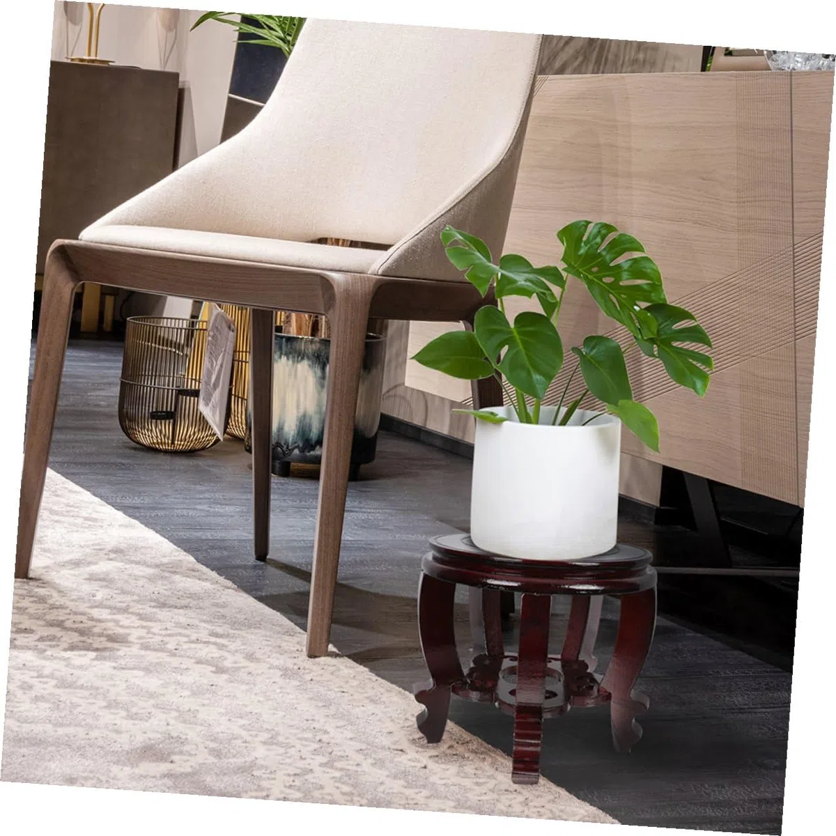 SHOWERORO Base de Exhibición de Pecera de Madera Maciza, Soporte Pequeño de Escritorio para Acuario, Base Redonda de 22 Cm de Diámetro y 20 Cm de Altura, Adecuado para Decoración del Hogar