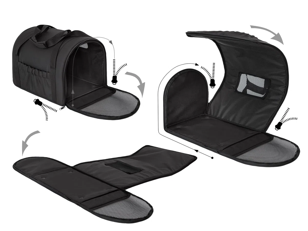 Bolsa de transporte para gatos, bolsa de transporte para mascotas, plegable, bolsa de transporte para perros o gatos, color negro, tamaño 1: 27 x 39 x 28 cm