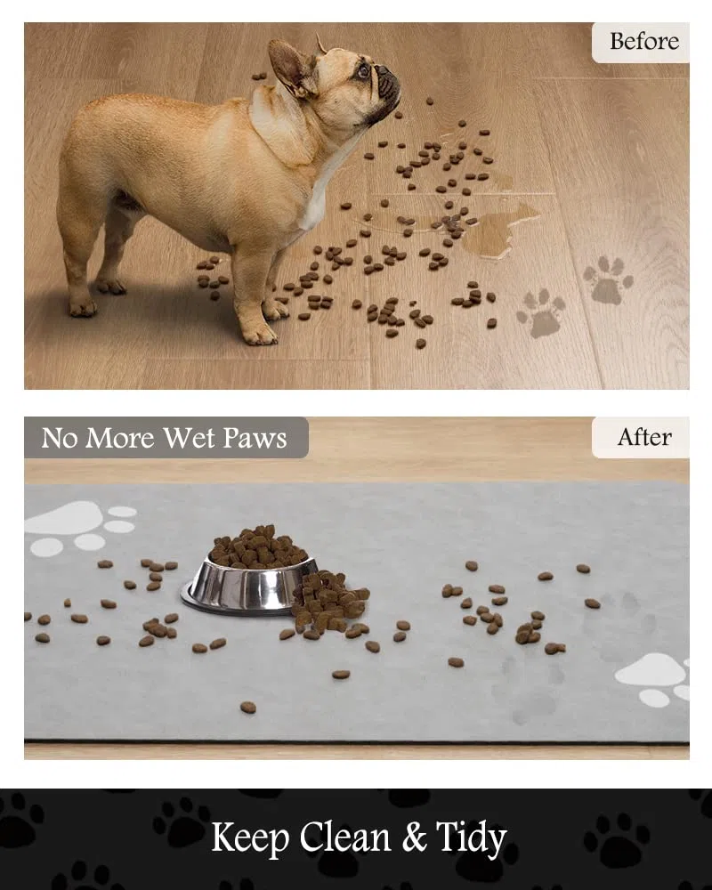 Tapete de alimentación para mascotas, tapete absorbente para comida y agua, sin manchas, de secado rápido, dispensador de agua para perros, accesorios para perros, suministros para mascotas, cuenco de