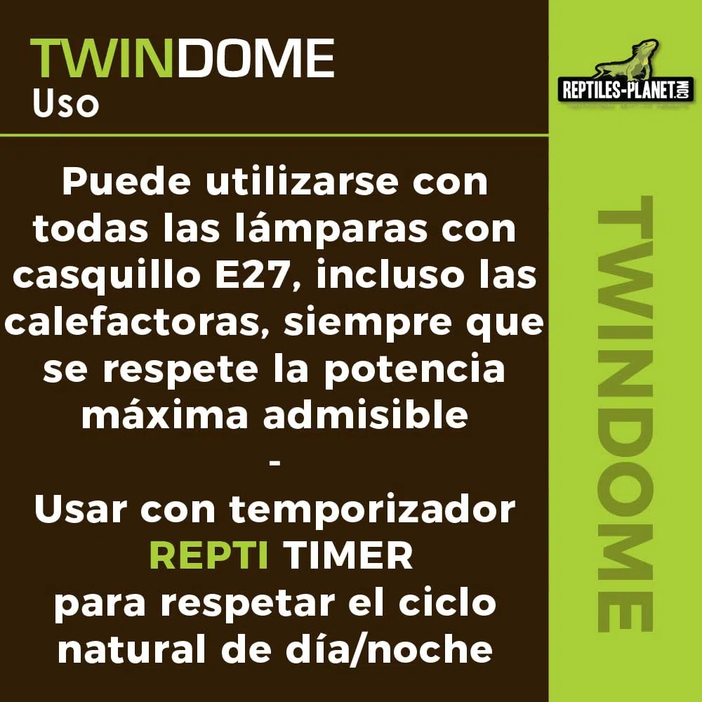 Reptiles Planet - Twindome 16 - Portalámparas - Ø16 cm - Al. 19 cm