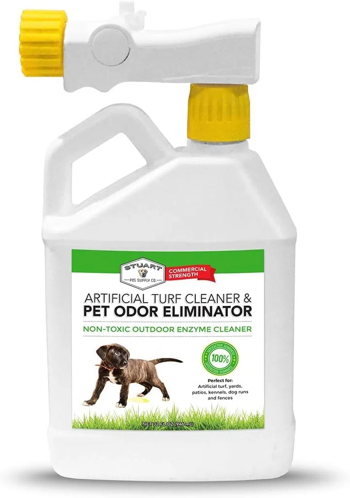 Stuart Pet Supply - Limpiador de césped artificial y concentrado eliminador de olores de mascotas al aire libre es ideal para patios, césped artificial y patios, gran eliminador de olores de patio