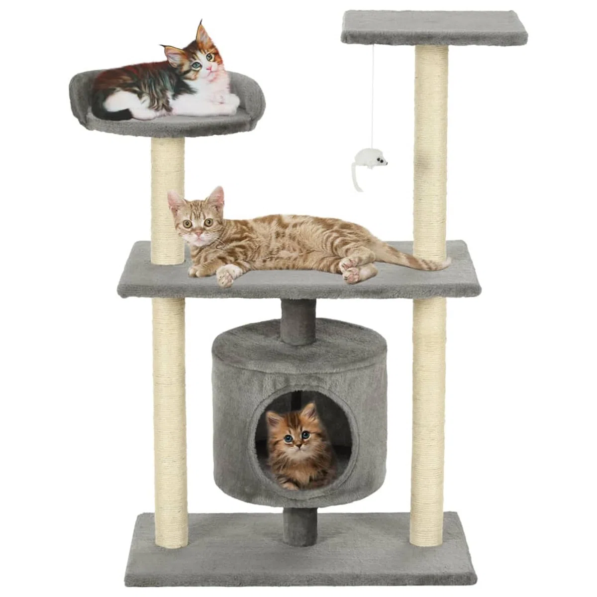 ShGaxin Rascador para Gatos con Poste rascador de sisal, Arbol para Gatos, Gatos Accesorios, Arranhador para Gatos, Arbol Rascador Gatos, 95 cm Gris