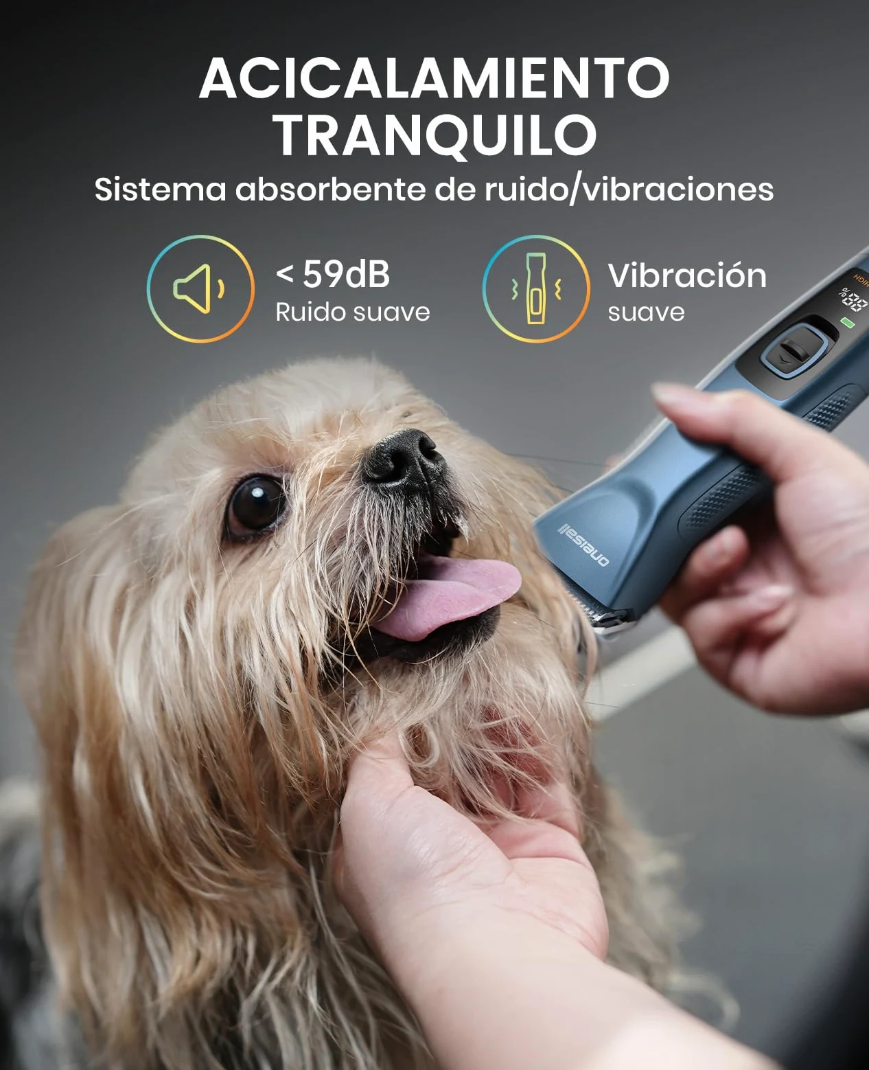 oneisall Pro Cortapelos profesiones para perros para pelo largo enmarañado, Cortapelos de aseo, Maquina de Cortar Pelo Perros, Con batería extraíble y peine de acero carbonizado