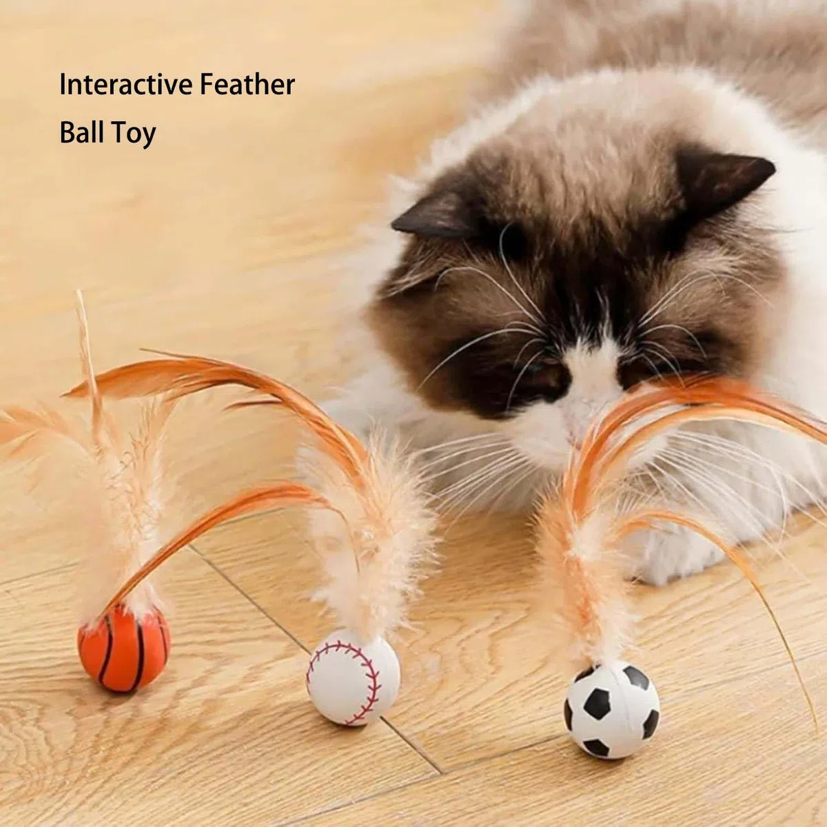 Juego de juguetes interactivos de bolas de plumas para gatos, juguetes elásticos para gatos con cola de plumas, bolas rodantes de silicona para gatos de interior y ejercicio de gatitos, juego