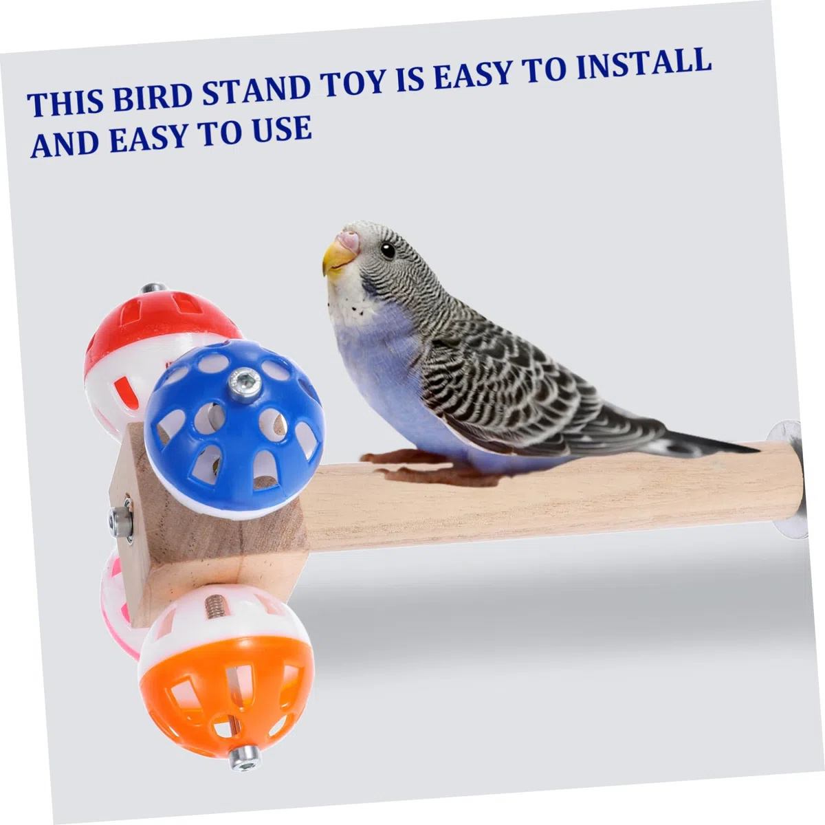 VANZACK 4piezas Percha para Aves con Bola Giratoria Juguete para Periquitos Accesorio De Jaula Barra De Madera Estación para Aves Pequeñas Fácil De Instalar y Limpiar Mejora El