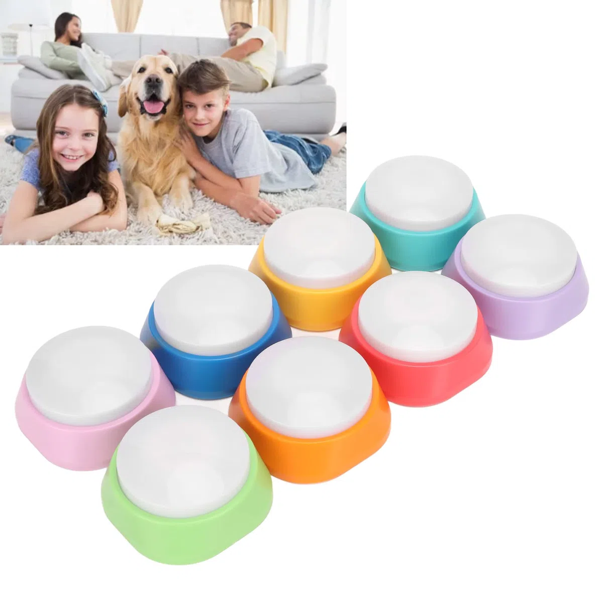 8 Botones de Grabación de Voz, Zumbadores de Entrenamiento Grabables de 30 Segundos, Botones Parlantes para Gatos, Perros, Mascotas, para Interacción de Entretenimiento
