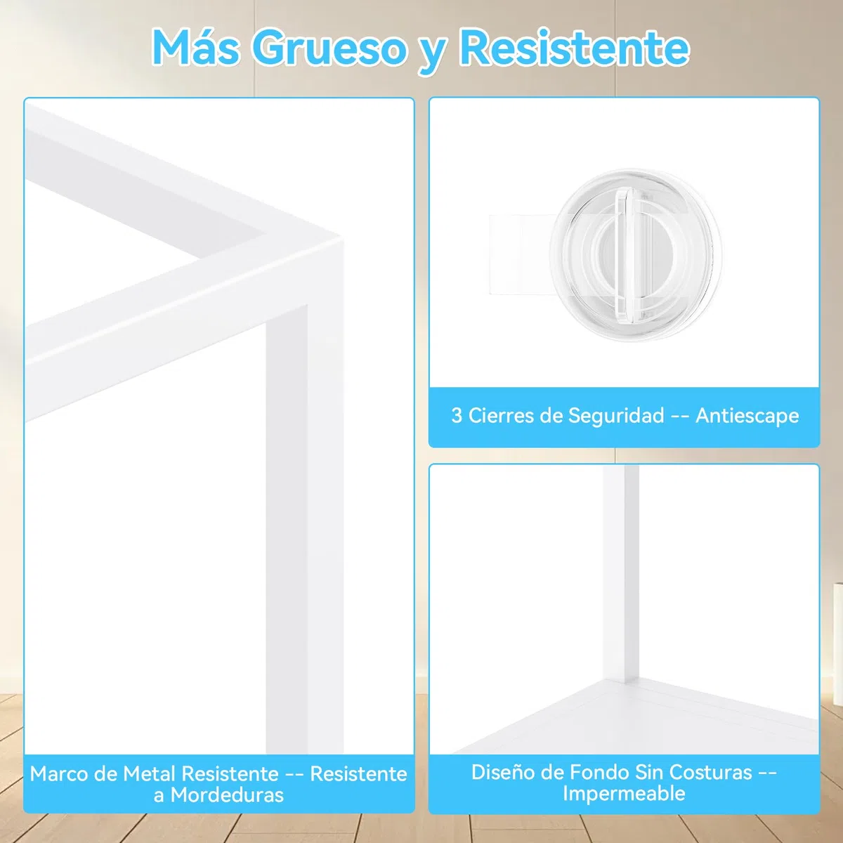 BORISI Jaula para Hámster Grande 103x56x52 cm, Metal y Acrílico | Espacio 0,58 m², Para hámster y ratón, Base profunda, Vista acrílica, 2 puertas aireadas, Guía de montaje