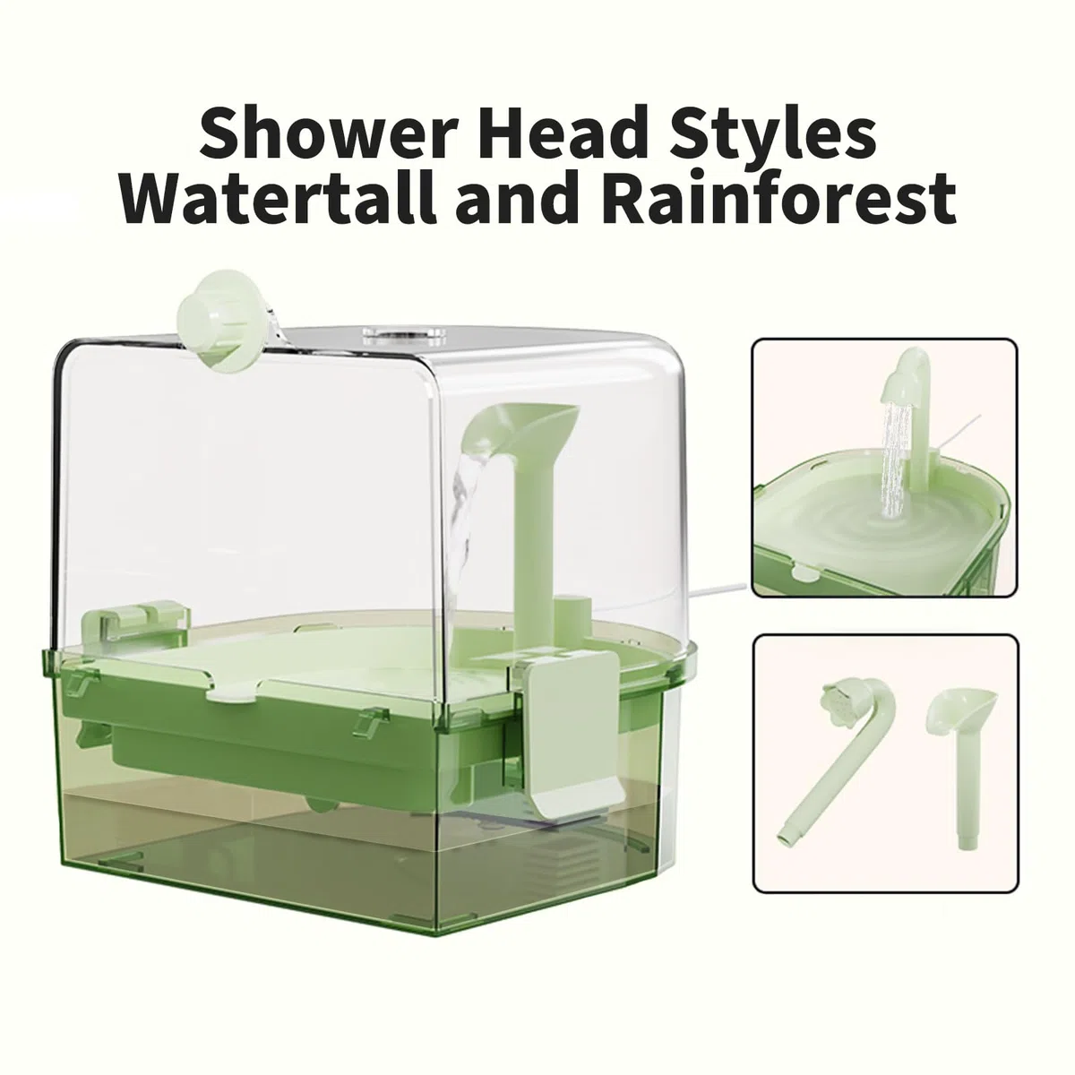 Baños automáticos para jaula, baño de periquitos interior con bomba, ducha para pájaros con 2 modos de agua corriente, accesorio de jaula para pájaros para mascotas, pájaros, conure