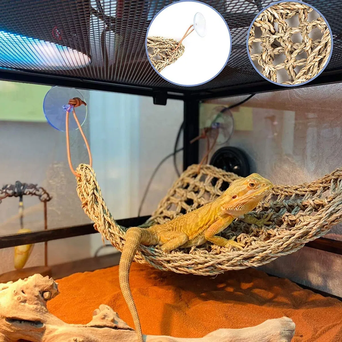 Plantas de reptiles para accesorios de tanque de dragón barbudo, planta de terrario, decoración artificial para jaula de serpiente, planta falsa para hábitat de leopardo geco, pitones de bola