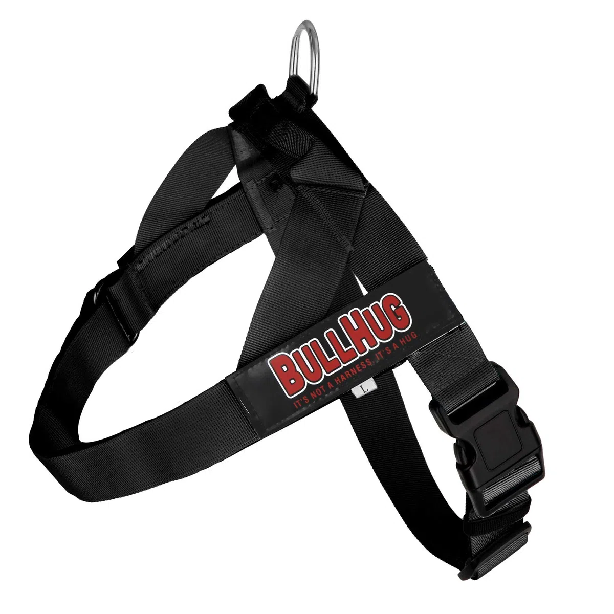 BULLHUG Arnés ajustable para perro, sin tirones, sin estrangulamiento, para bulldogs ingleses, bulldogs franceses, pugs y razas de pecho ancho, paseos fáciles y seguros (negro, mediano)