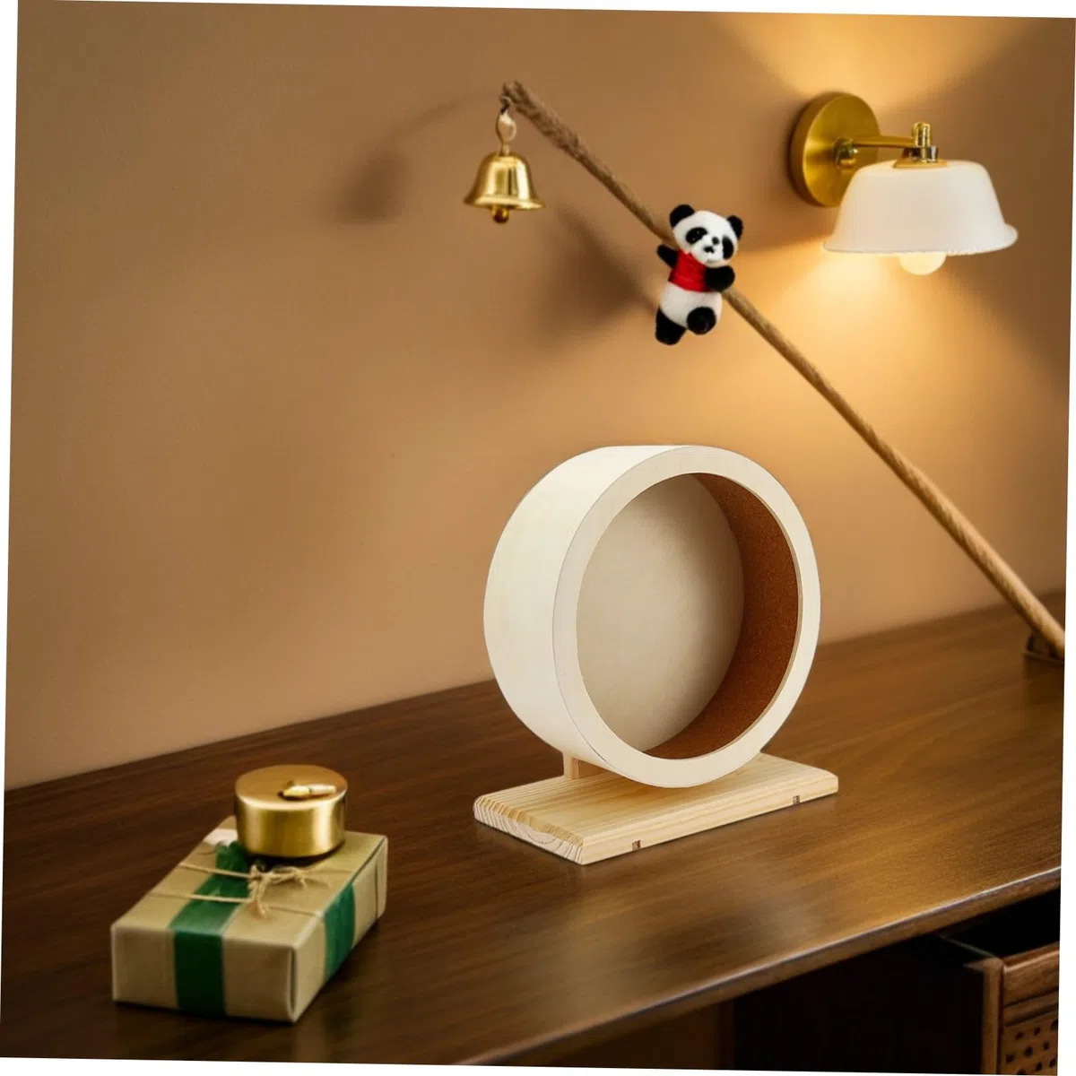Mobestech 2 Piezas Rueda para Hámster de Madera con Superficie de Corcho y Silenciosa Ruedas Resistentes para Ejercicio de Cobayas Chinchillas y Pequeños Roedores
