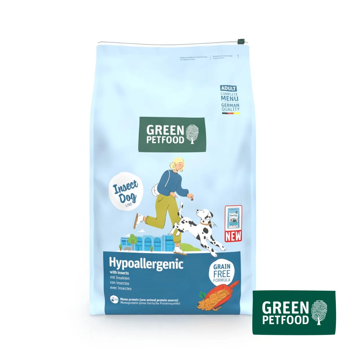 Green Petfood InsectDog Hypoallergen con insectos (1 x 10 kg) | Adulto | alimento seco premium para perros adultos alérgicos | sin cereales | alimento sostenible para perros | calidad alemana | 1 pack