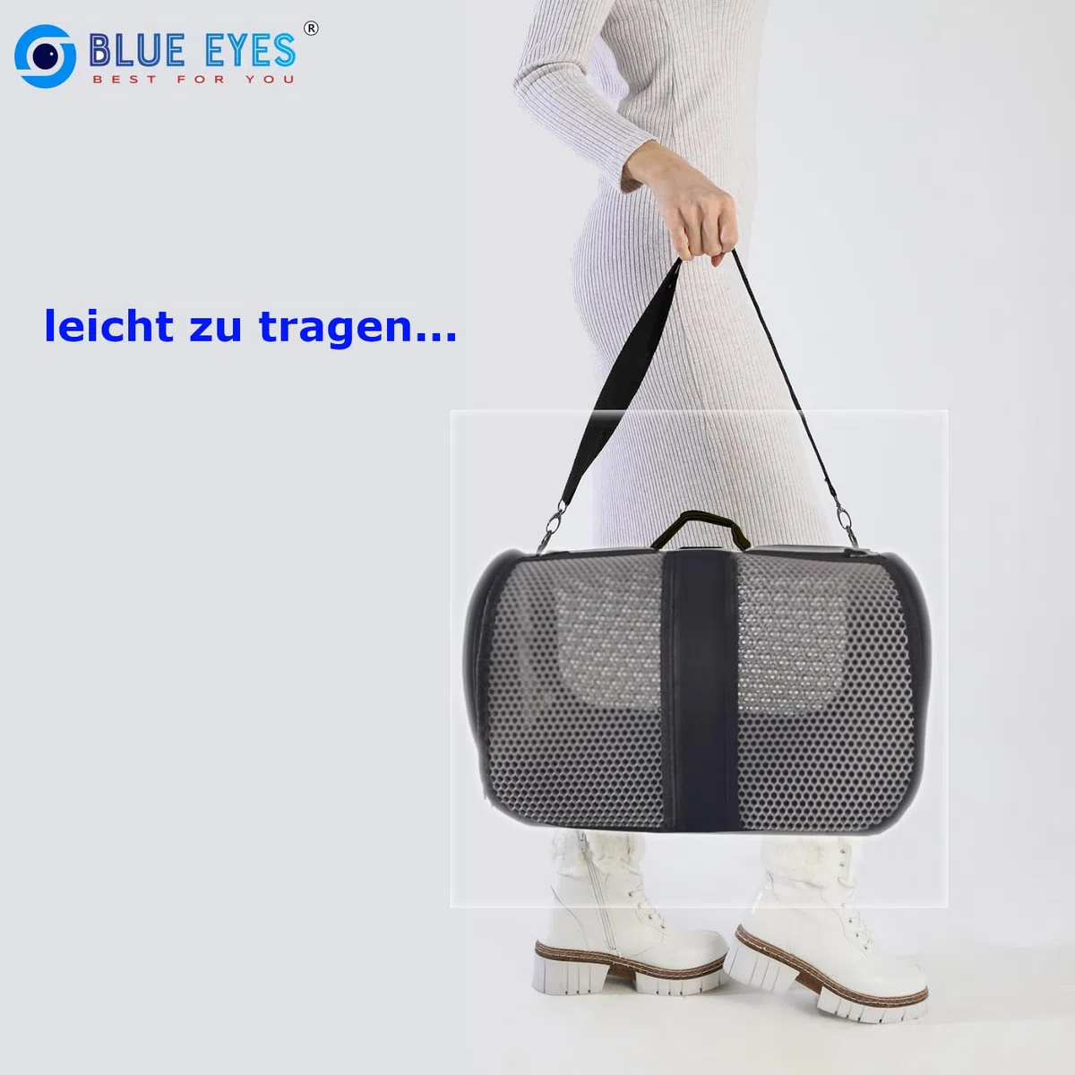 Blue Eyes Transportín para gatos y perros, plegable, transparente, bolsa de transporte para mascotas en avión para mascotas, medianos y pequeños, hasta 6,5 kg (panal)