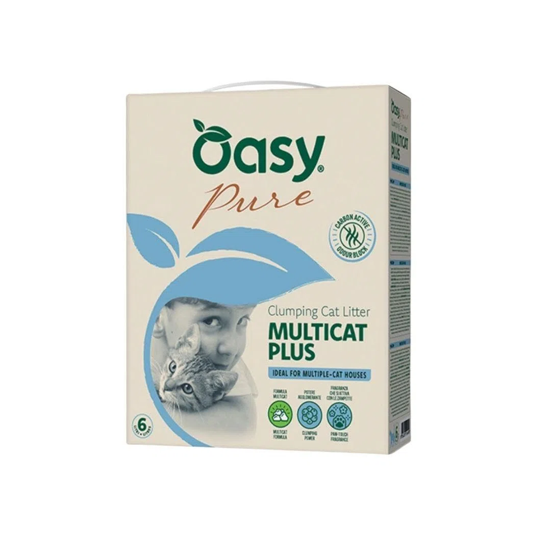 Arenero Oasy para gatos Multicat Pure, arena súper aglomerante para gatos de todas las edades y tamaños, perfumada | 1 paquete de 10 litros.