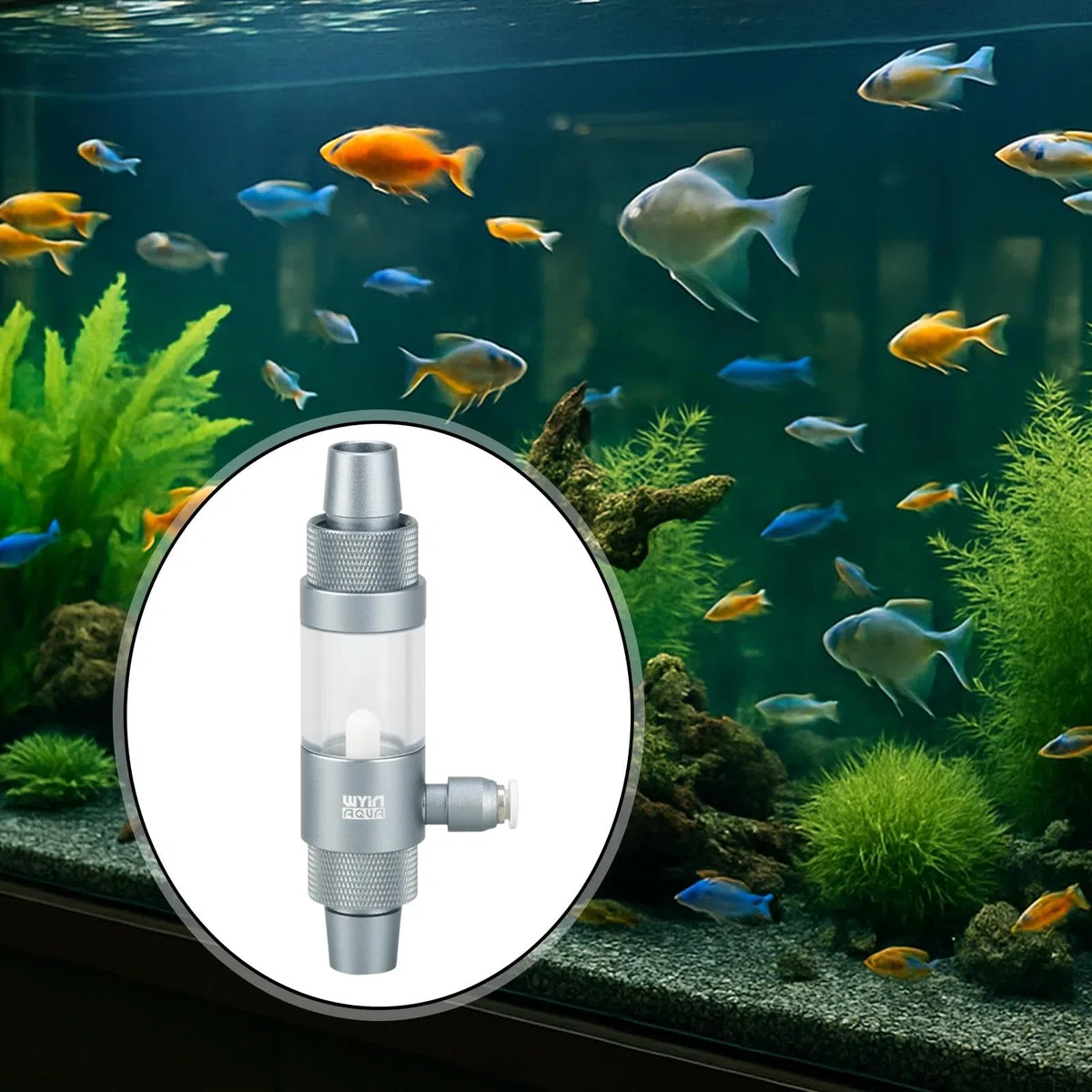 Medidor de Burbujas de CO2 para Acuarios, Fabricado en Aluminio Y Acrílico con Conexión Rápida para Facilitar Su Reemplazo, Apto para Tanque, Wy500116