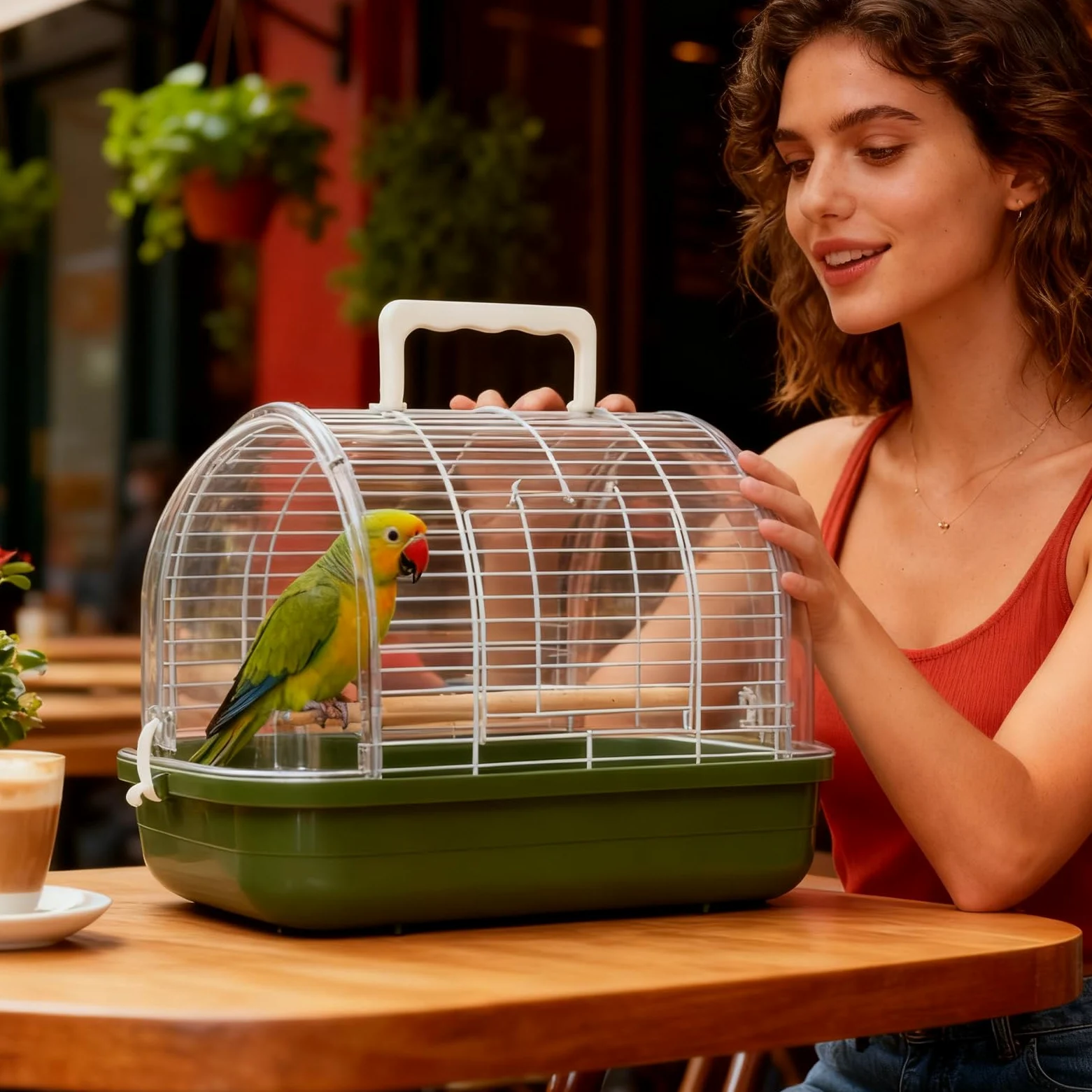 Transportín para Aves de Transporte con Posadero y Ventana Transparente | Jaula Para Conuros Y Otras Aves para Periquito Canario Cacatúa Ninfa y Dragón Barbudo