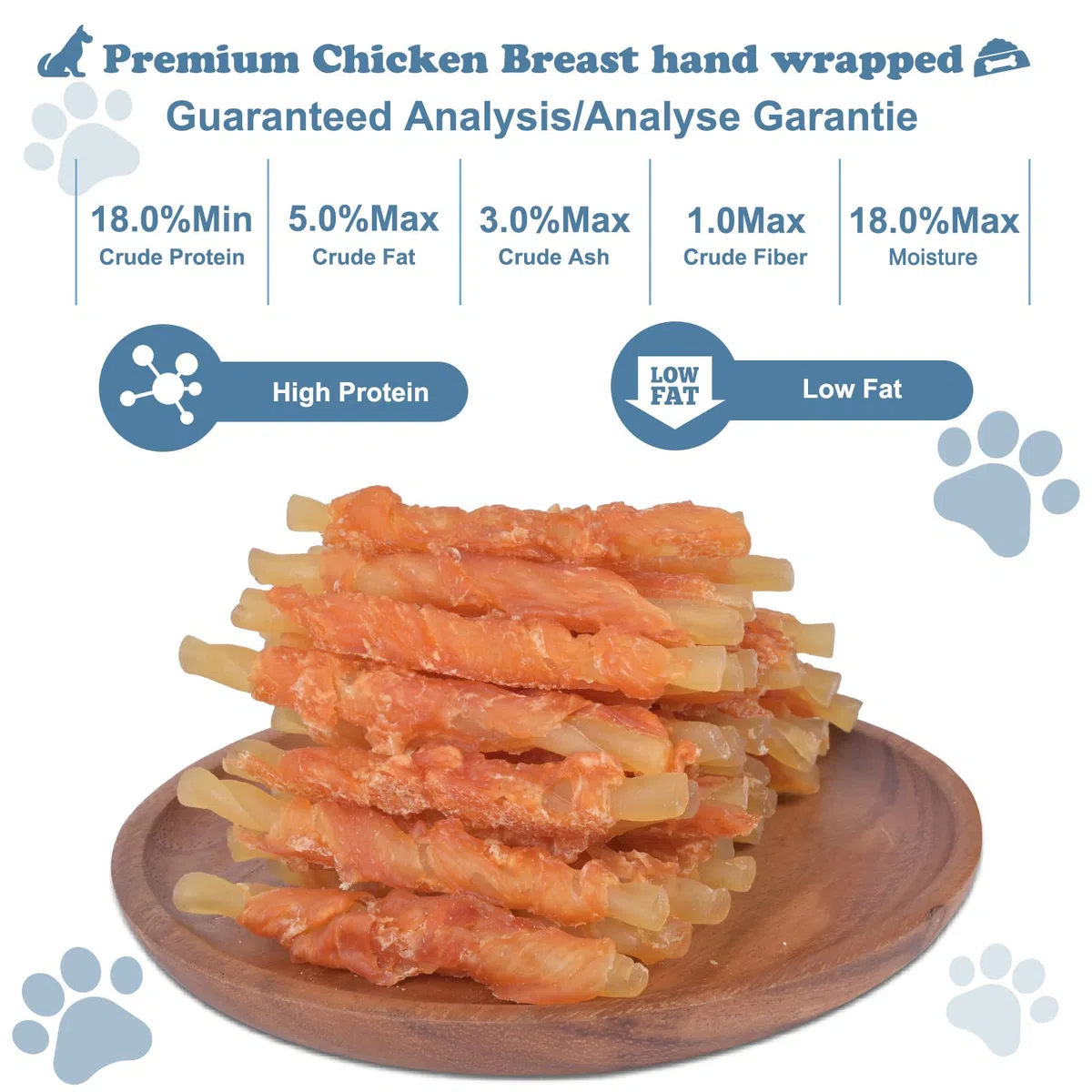 Entrenamiento de Cachorros Aperitivos Masticables para Perros Trata Pollo Envuelto Palitos de Pescado 0.5lb/227g