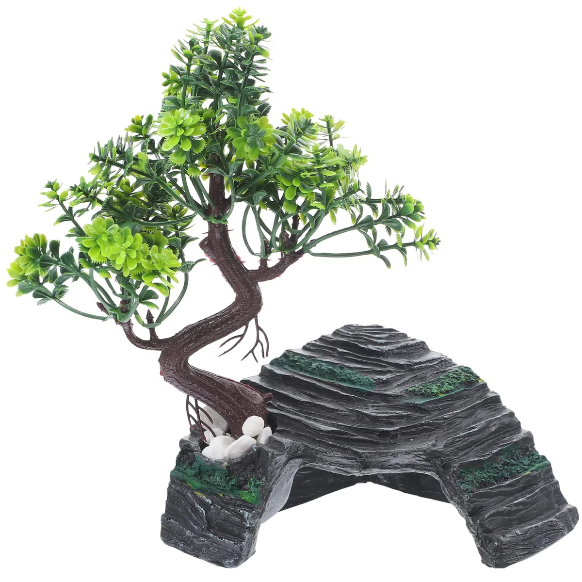 POPETPOP Escondite de Roca Simulado para Cueva de Reptiles Decoración de Terrario de Resina Escondite de Reptiles para Cueva y Árbol para Terrario