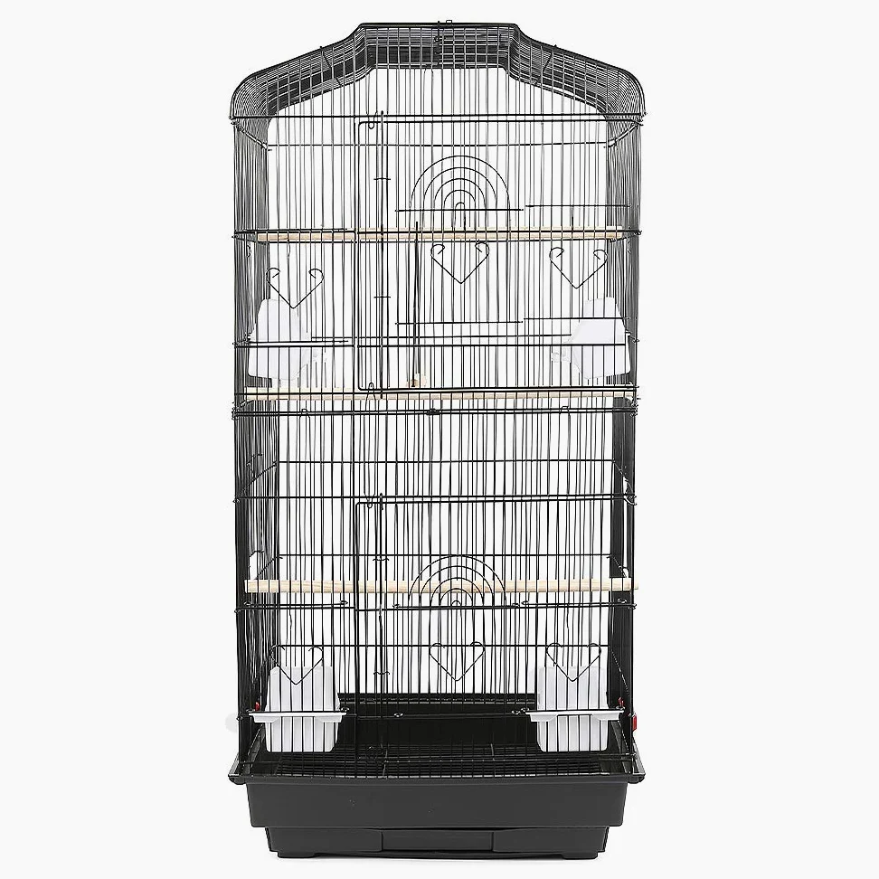Jaula de cría para pájaros Solid Cage Pájaro sobre pie Aviario para pájaros interior/exterior, jaula de aves aves aves para periquito canario (negro, 46 x 36 x 92 cm)