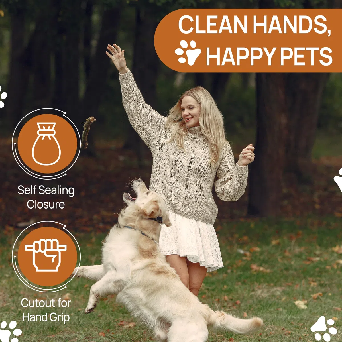 Dispoz-A-Scoop Bolsas para caca para perros (paquete de 96) | Scoopers fáciles de seguridad | Bolsas desechables para residuos de mascotas, cuchara y sello, sin perfume