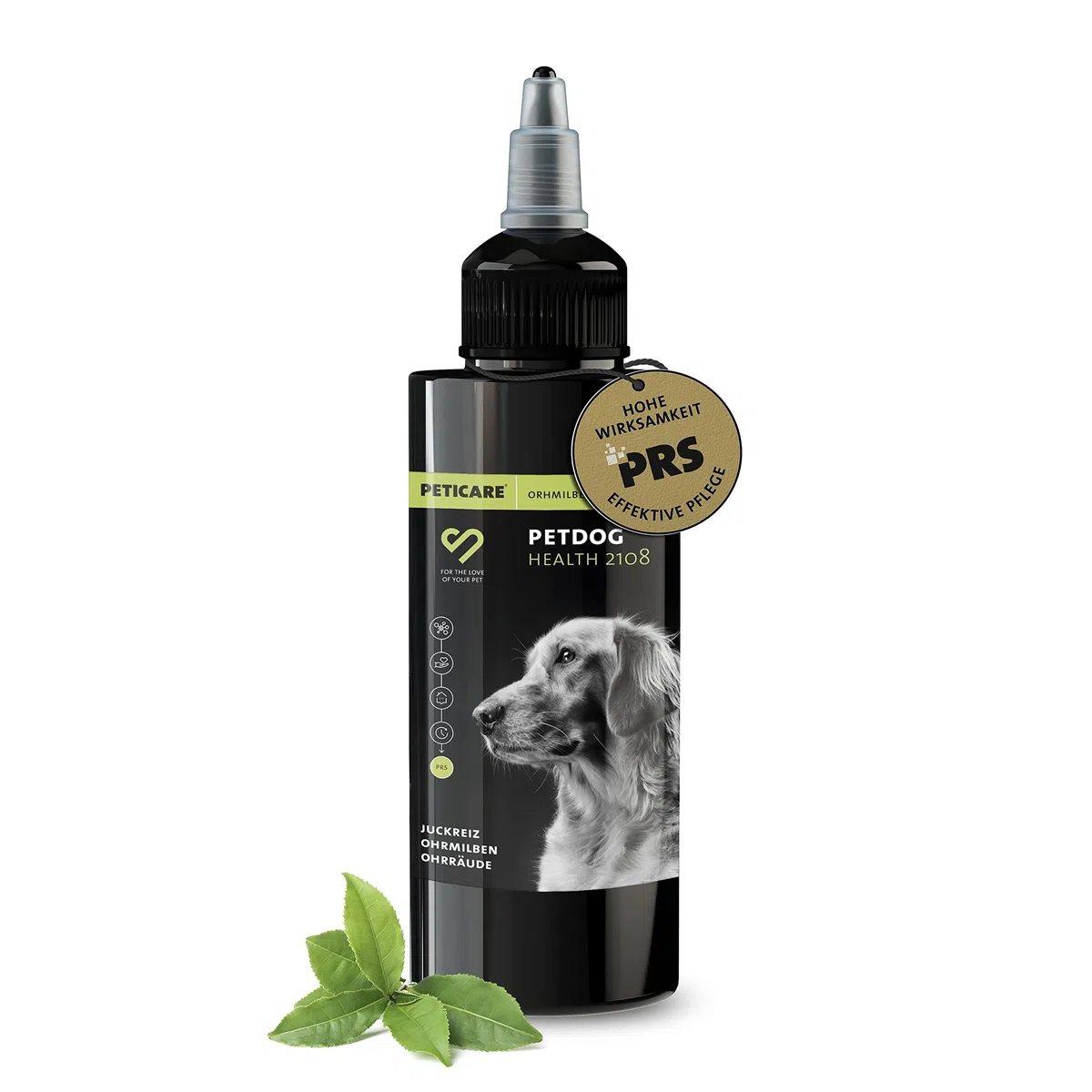 Peticare Perro Aceite de Cuidado Limpiador para Acaros del Oido y Anti-Parasitos - Gotas de Tratamiento, Limpia Eficazmente Orejas, Detiene Otitis Parasitaria - petDog Health 2108