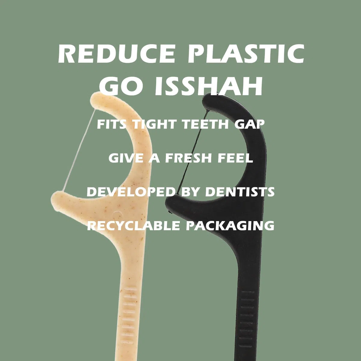 IsshahPúas de hilo dental natural – 200 unidades – sin BPA, biodegradable, compostable, respetuoso con el medio ambiente, púas dentales naturales por Isshah, Beige, ]