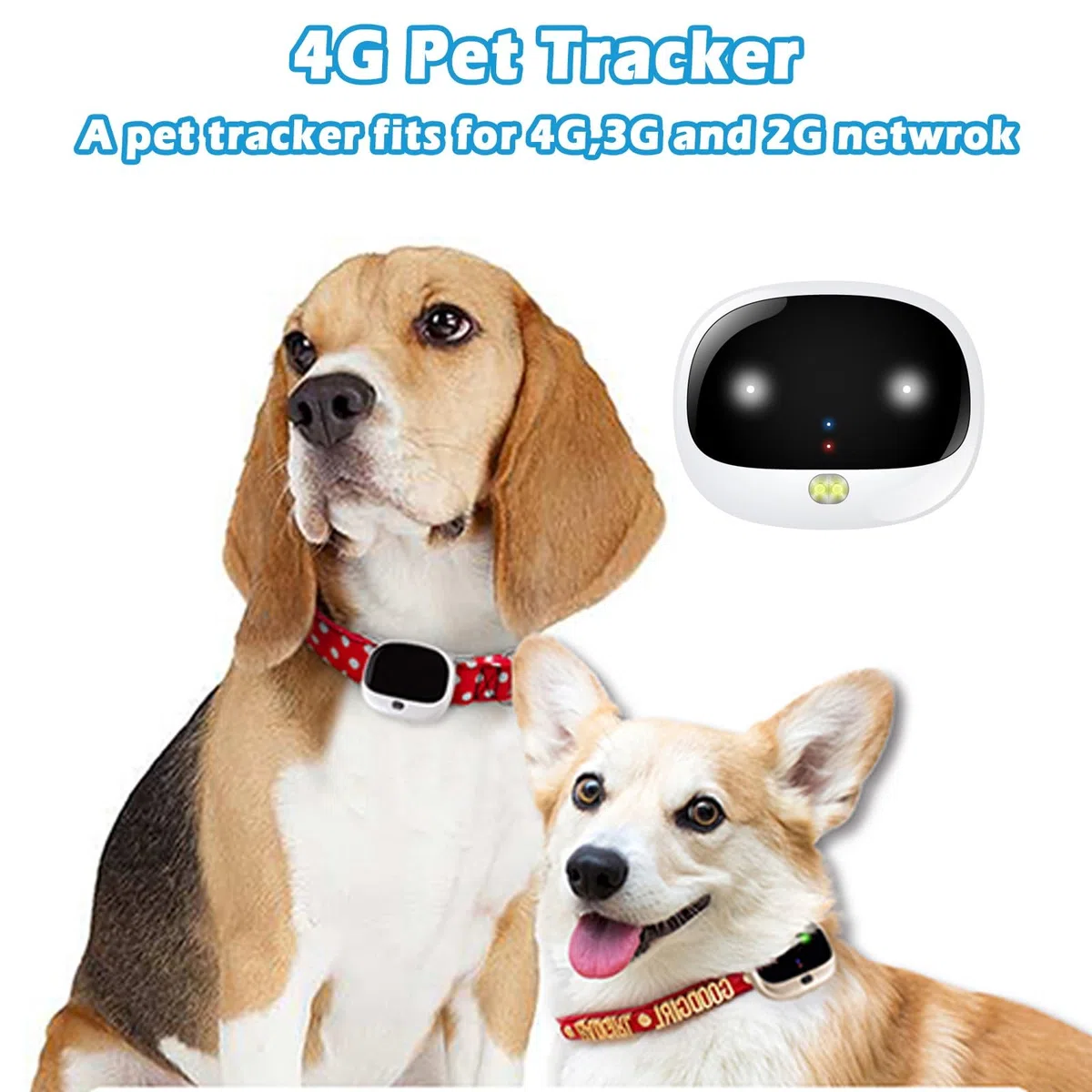 Collar inalámbrico recargable para perro con seguimiento en tiempo real, localizador de mascotas impermeable, luz LED inteligente y alarma de batería baja para perros pequeños a medianos