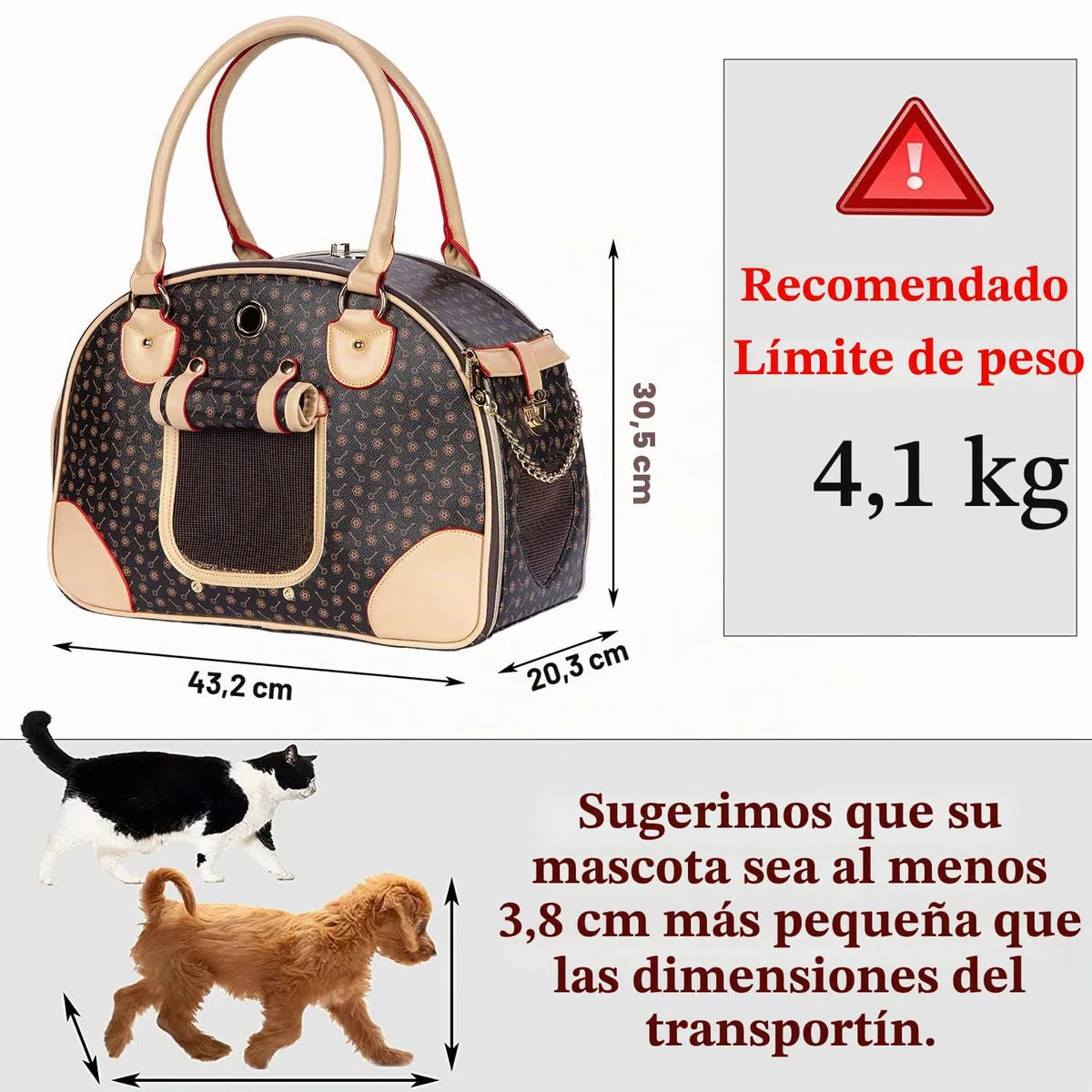 Adriene's Choice Transportador de Mascotas de Lujo, Bolsa de Transporte para Cachorros, Bolsa de Transporte para Gatos, Impermeable, de Piel sintética, Viajes al Aire Libre,